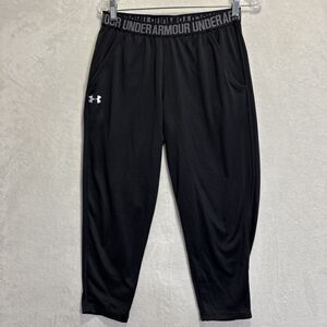 Under Armour Play Up Solid Capri Pants Women Small Black Loose Active Athletic